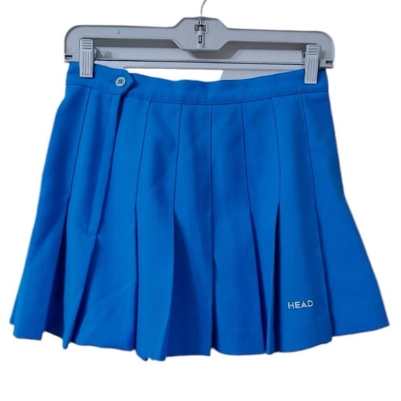 Vintage HEAD Solid ROYAL BLUE pleated mini skirt Medium BALLETCORE Barbicore - Picture 2 of 16